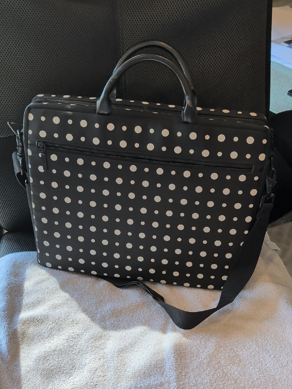 Black Polka Dot Women's Briefcase Laptop Bag
